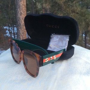 NEW GUCCI Sunglasses Havana GG0059S Green and Red